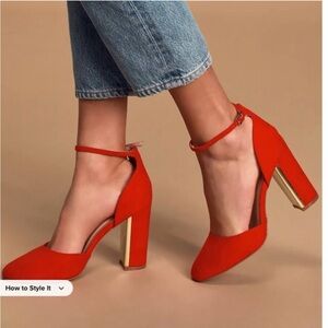 Lulu Laura red ankle strap